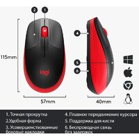 Мышь Logitech M190 (черный/красный) фото-5 Мышь Logitech M190 (черный/красный) фото-5