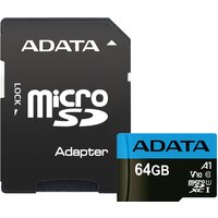 Карта памяти ADATA Premier AUSDX64GUICL10A1-RA1 microSDXC 64GB (с адаптером) - фото1